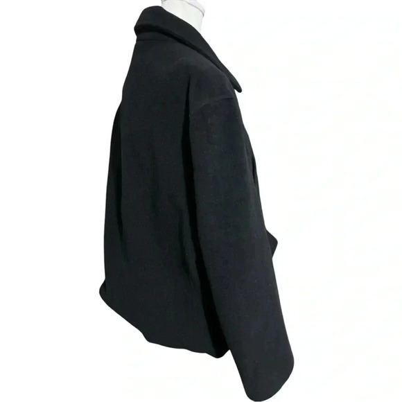 J Crew Wool Pea Coat Double Breasted Black Classic Military - Picture 2 of 13